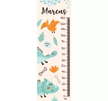 Naljepnica za personaliziranu kartu visine dinosaura - TenStickers