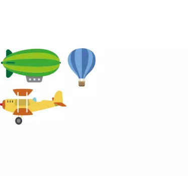 Naljepnica za djecu avion i balon na vrući zrak - TenStickers