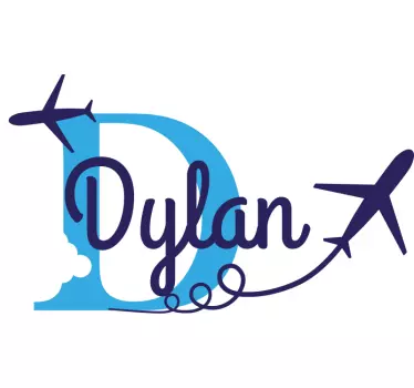 Avion s personaliziranim nazivom ilustracija zidna umjetnost - TenStickers