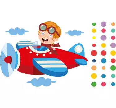 Naljepnica za djecu leteći dječji avion - TenStickers