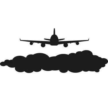 Avion koji leti iznad oblaka ilustracije zidne umjetnosti - TenStickers