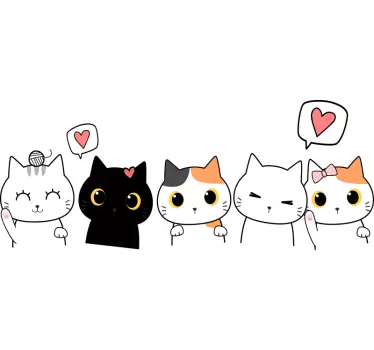 Zidna naljepnica iz anime mačaka iz crtića - TenStickers