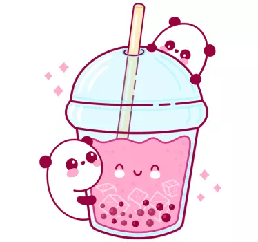 Slatka panda s čajem od mlijeka čaj zidna naljepnica crtić - TenStickers