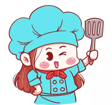 Naljepnica za zid crtani mali anime kuhar - TenStickers