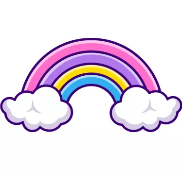 Oblak crtani dugina nagnuta zidna naljepnica - TenStickers