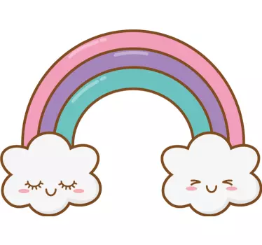 Uspavani dugini oblaci crtani zid naljepnica - TenStickers