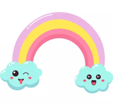 Nasmijani slatki crtani dugini oblaci zidna naljepnica - TenStickers