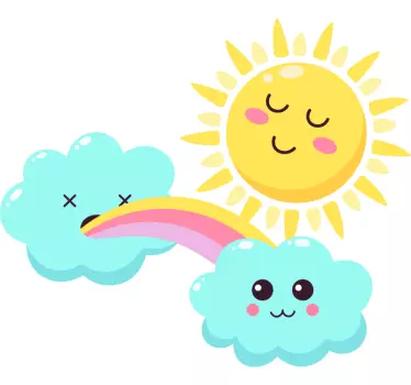 Naljepnica za djecu sretno sunce i oblaci - TenStickers