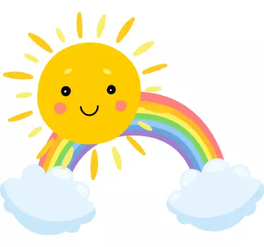 Naljepnica na zidu iz crtanog neba i sunca - TenStickers