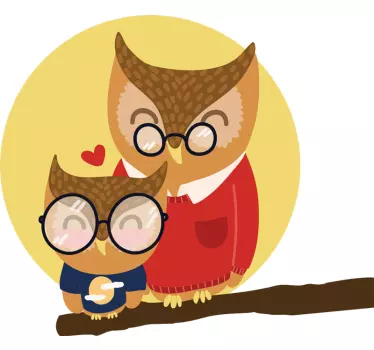 Naljepnica za djecu portret obitelji s sovama - TenStickers
