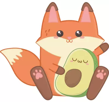 Kawaii lisica s ilustracijom avokada zidna umjetnost - TenStickers