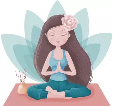 Naljepnica za djecu ilustracija djevojčice koja meditira - TenStickers