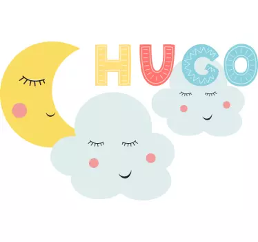 Naljepnica za djecu mjesečeva i oblačna scena - TenStickers