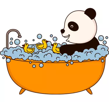 Naljepnica za djecu panda zabava u kadi - TenStickers