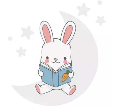Naljepnica za djecu veseli zeko za čitanje - TenStickers