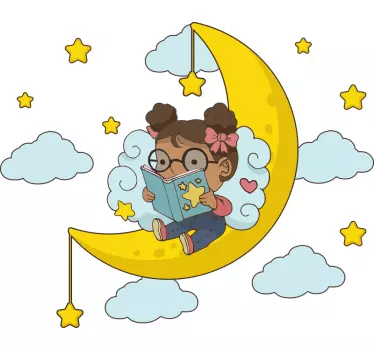 Naljepnica za djecu Čitanje uz mjesec - TenStickers