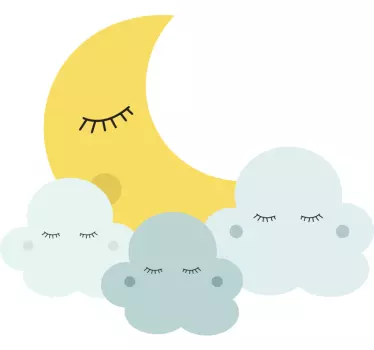 Sretan mjesec i oblak koji spava ilustracija zidne umjetnosti - TenStickers
