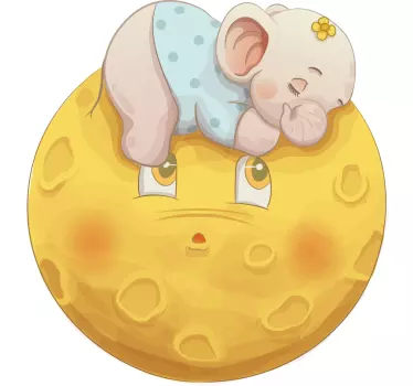Naljepnica za djecu spavajući slon na mjesecu - TenStickers