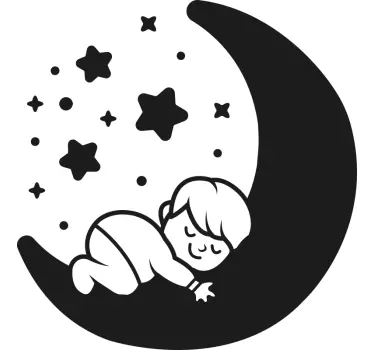 Malo dijete sjedi na mjesečevoj ilustraciji zidna umjetnost - TenStickers