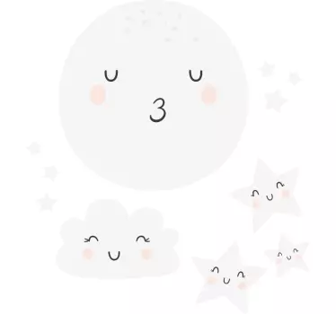 Naljepnica za djecu slatka lica mjeseca - TenStickers