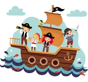 Djeca pirati ilustracija zidna umjetnost - TenStickers