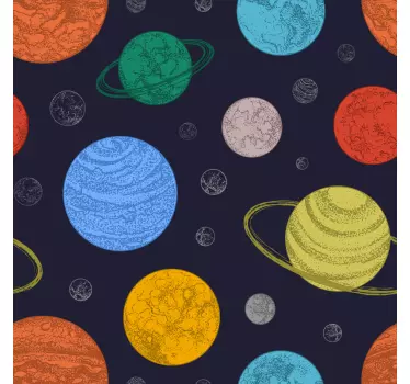Naljepnica svemira s šarenim planetarnim uzorcima - TenStickers