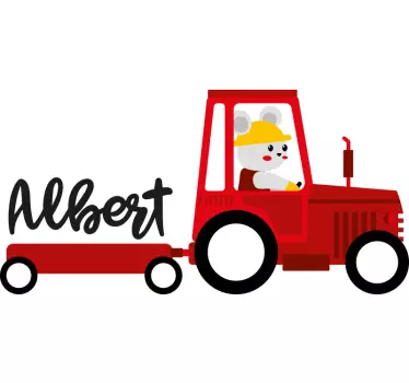 Crveni traktor s nazivnom naljepnicom - TenStickers