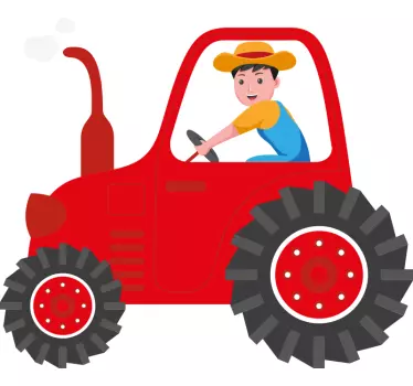 Nasmijan čovjek traktor dječja naljepnica - TenStickers
