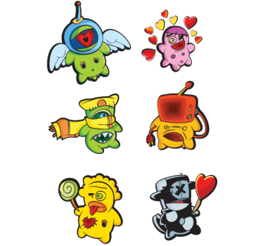 Naljepnica za djecu Šareni crtani likovi - TenStickers