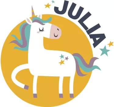 Naljepnica za djecu s personaliziranim imenom jednoroga - TenStickers