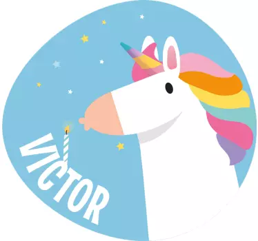 Naljepnica za djecu dizajn rođendana s jednorogom - TenStickers