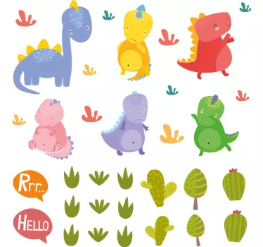 Naljepnica za djecu s vibrantnim animiranim dinosaurima - TenStickers