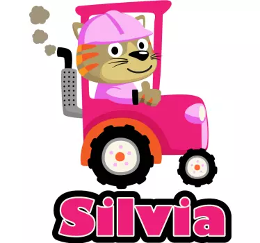 Naljepnica za djecu slatki mačak traktor - TenStickers