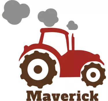 Traktor crvene i smeđe boje s natpisom imena igračaka - TenStickers