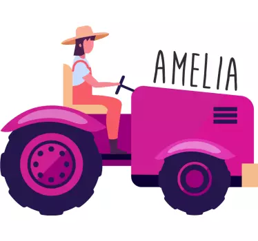 Ljubičasti traktor s natpisom igračaka za djevojčice - TenStickers
