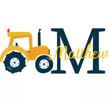 Naljepnica za djecu traktor inicijal m - TenStickers