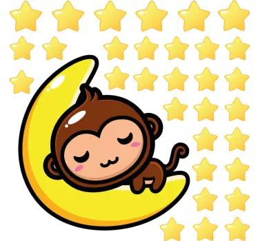 Naljepnica za djecu mjesec uspavane majmune - TenStickers