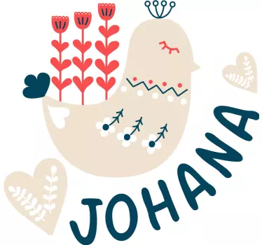Naljepnica za djecu personalizirana vesela ptica - TenStickers