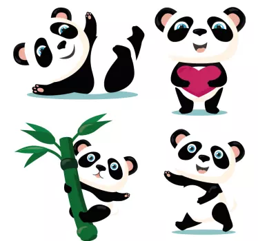 Naljepnica za djecu slatki panda likovi - TenStickers