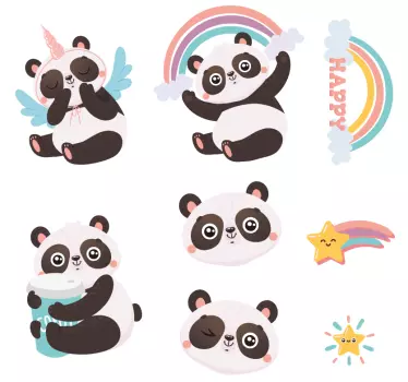 Naljepnica za djecu s figuricama šarmantnih panda - TenStickers