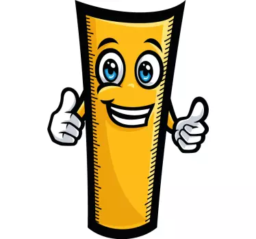 Natrag u školu nasmijana naljepnica s plavim ravnalom - TenStickers