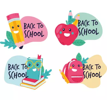 Natrag u školu naljepnica prozora s različitim simbolima - TenStickers