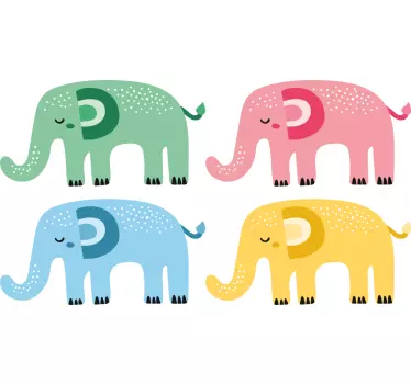 Naljepnica za djecu veseli šareni slonovi - TenStickers