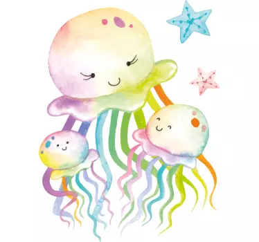 Naljepnica za djecu slatka obitelj meduza - TenStickers