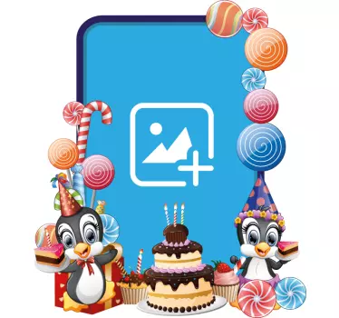 Pingvin rođendan fotookvir naljepnica za zid za dječju spavaću so - TenStickers