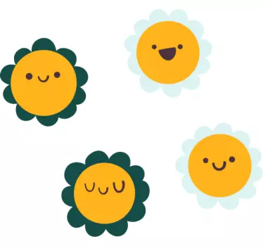Naljepnica za djecu sretni cvjetni likovi - TenStickers