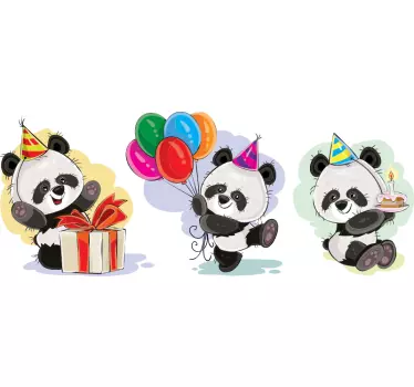 Naljepnica za djecu slatke panda proslave - TenStickers