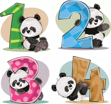 Naljepnica za djecu slatki brojevi s pandama - TenStickers