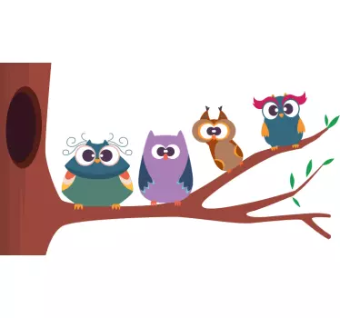 Naljepnica za djecu Šarmantna obitelj sova - TenStickers
