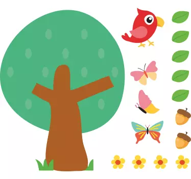 Naljepnica za djecu Šarena scena stabala - TenStickers